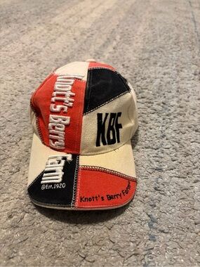 Vintage Knotts Berry Farm Hat Cap Strapback Colorblock Patchwork 90s Theme Park